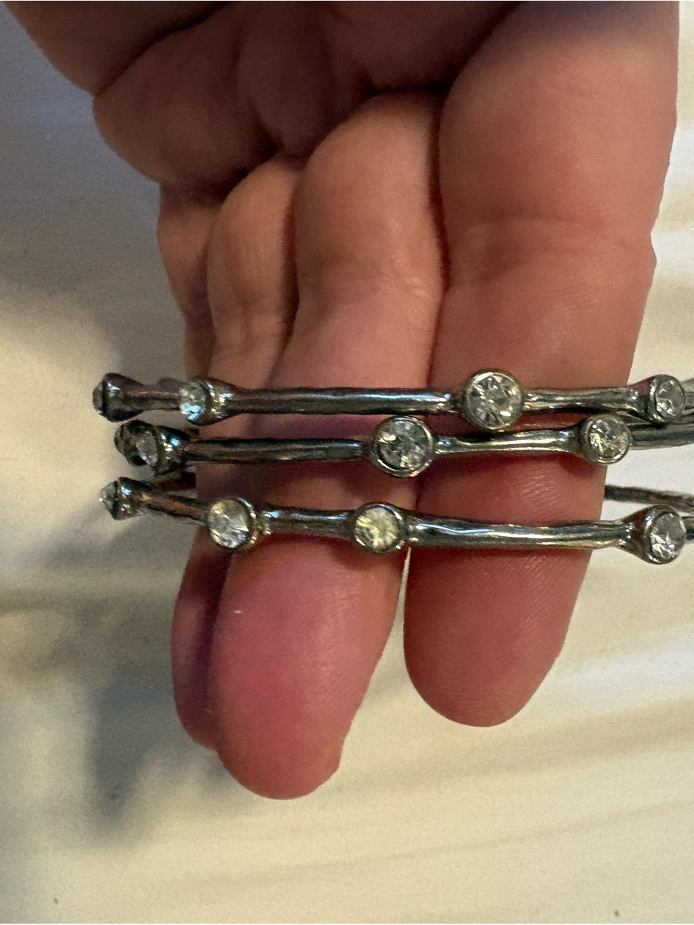 Silver-Tone Crystal Accent Bangle Bracelet Set